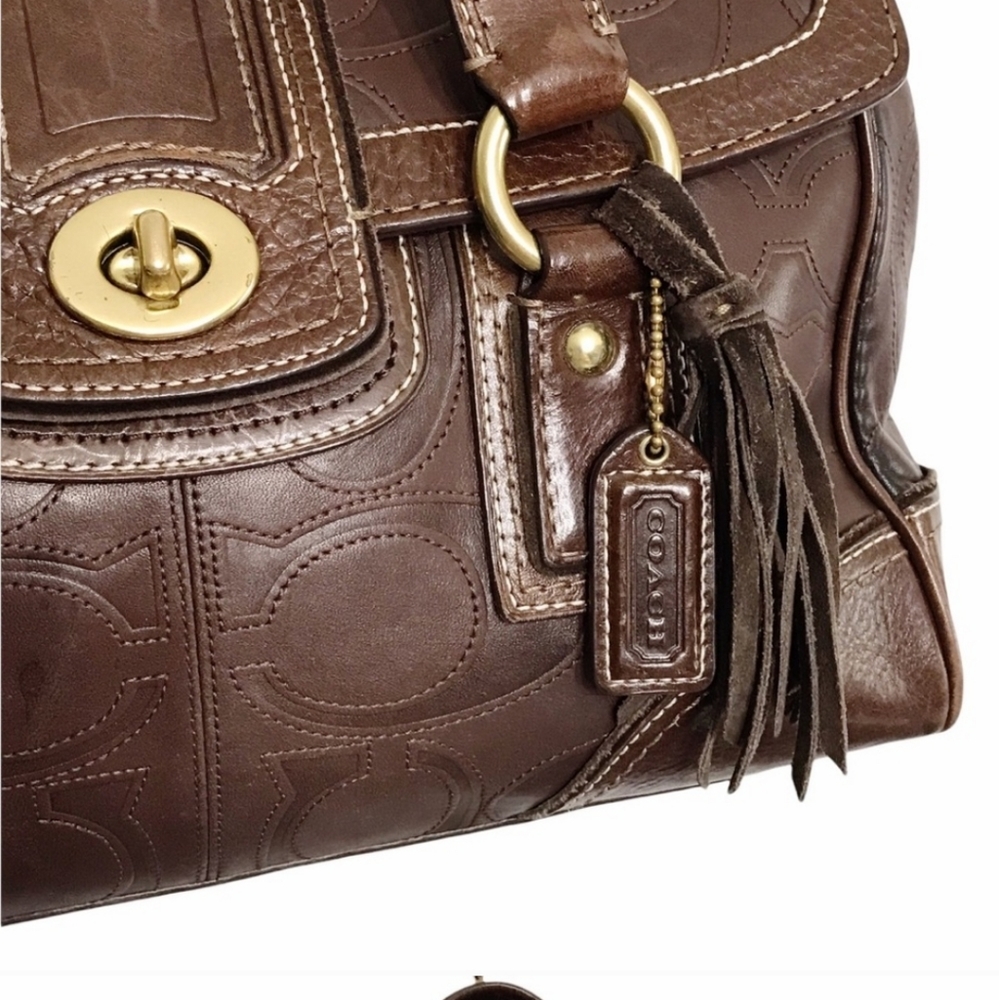 Coach Signature Hamptons Brown Glove Taned Leather Shoulder Bag/Purse/Tote 11332